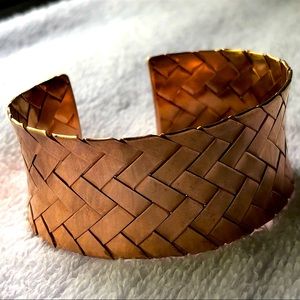 Sterling silver,Rose gold woven cuff bracelet.